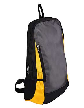Backpack single compartment - Gray with Yellow MDL26